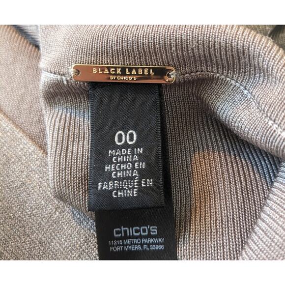 Chicos Black Label Gray Taupe Shimmer Long Open Cardigan Size Extra Small XS - Picture 8 of 11